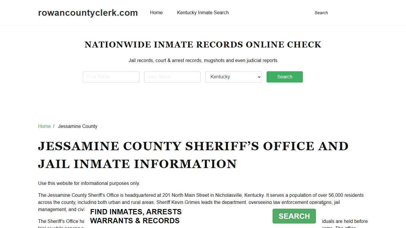 Jessamine County Sheriff, KY, Jail Inmate Search, Recent Arrests