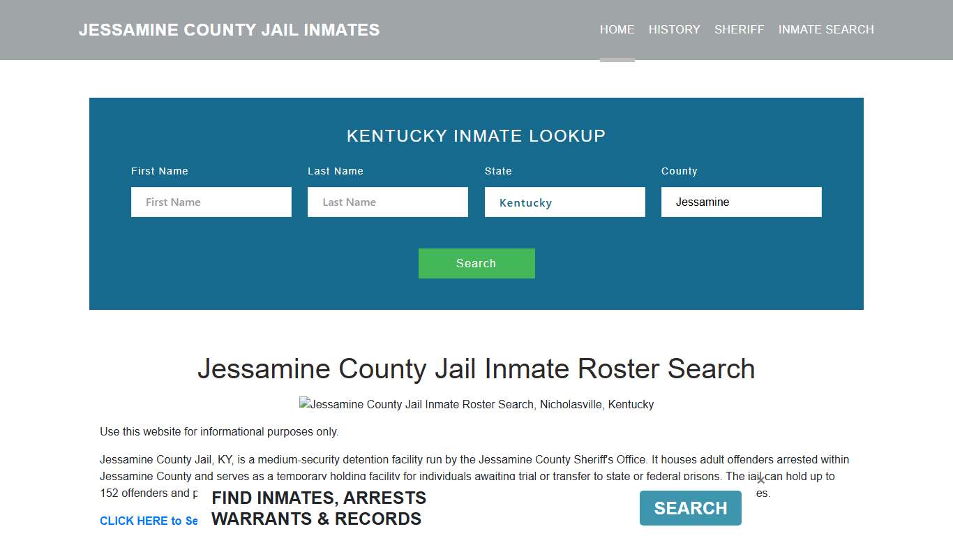 Jessamine County Jail Inmate Roster Lookup, Nicholasville, KY